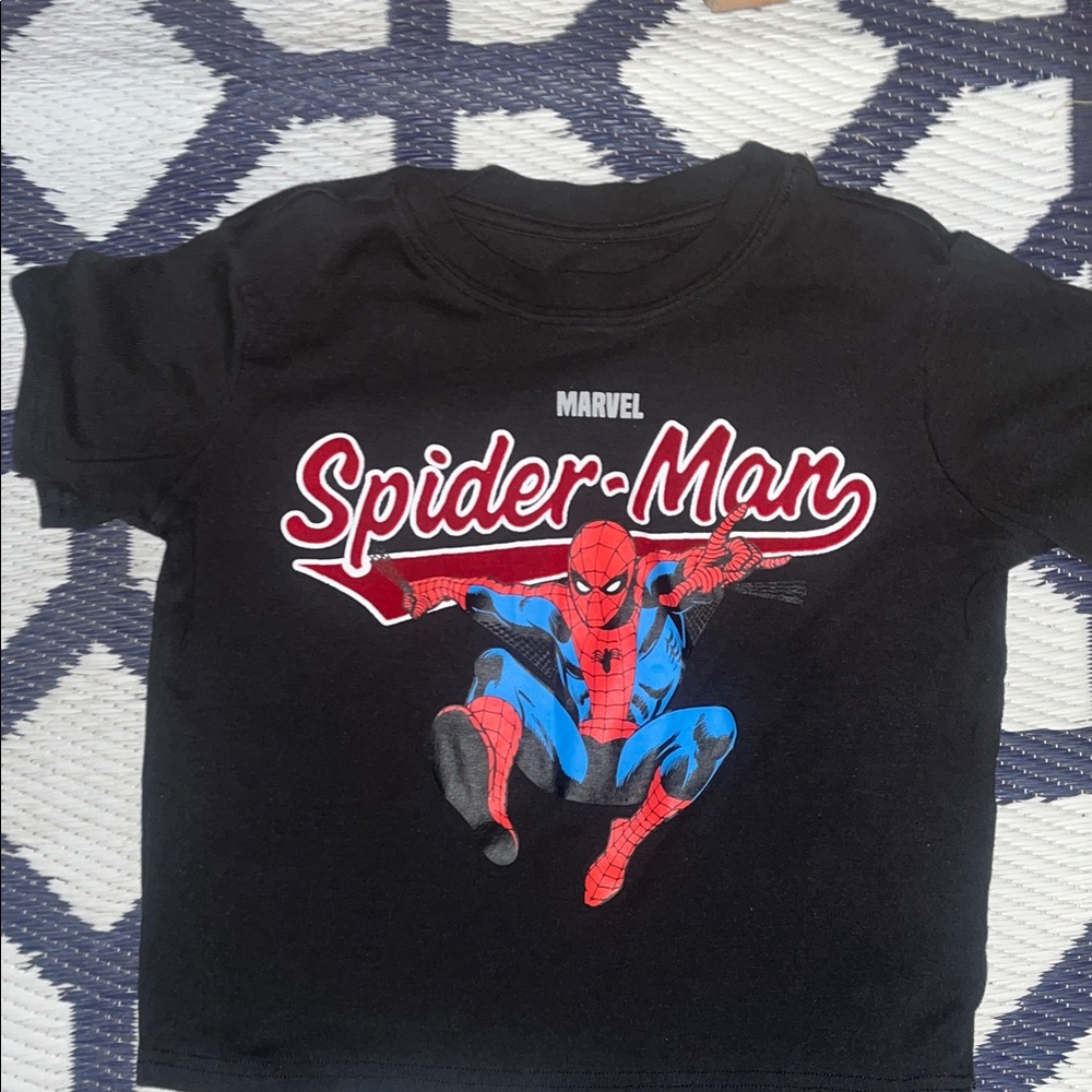 Spider-Man women’s 2 piece set Black stretchy half top & wide sweatpants Bottoms - Picture 10 of 11